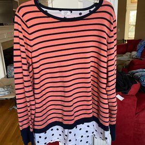 Crown & Ivy Striped Sweater with attached blouse